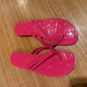 Coach Patent Pink Thong Sandals
